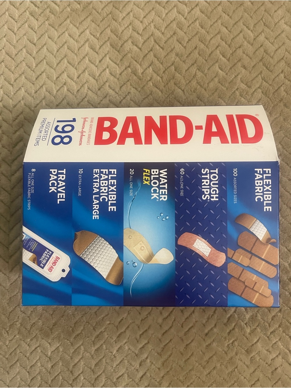 BAND-AID Assorted Adhesive Bandages - Beige/Tan Flexible Fabric & Tough Strips